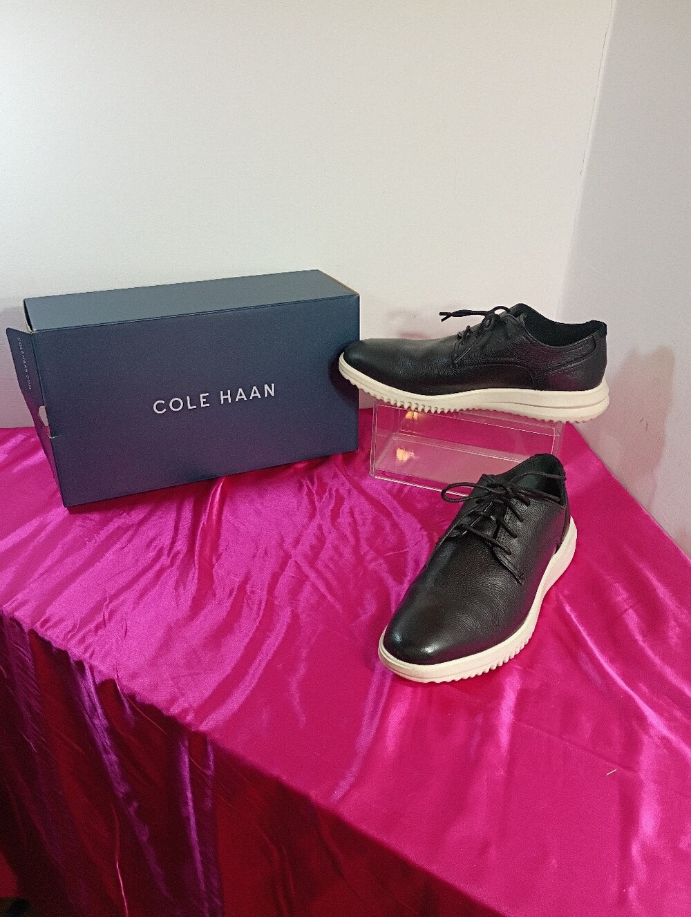 Cole Haan Grand+ Shoes Mens Size 8 M Leather Plain Toe Oxford C36934 NIB.